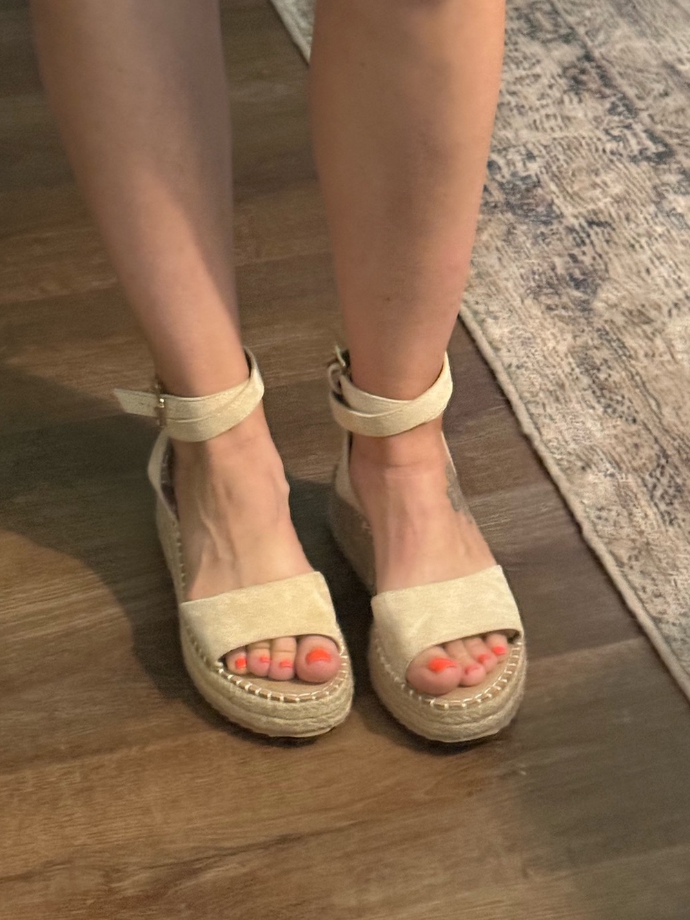 Womens Espadrille Platform Sandals in Beige